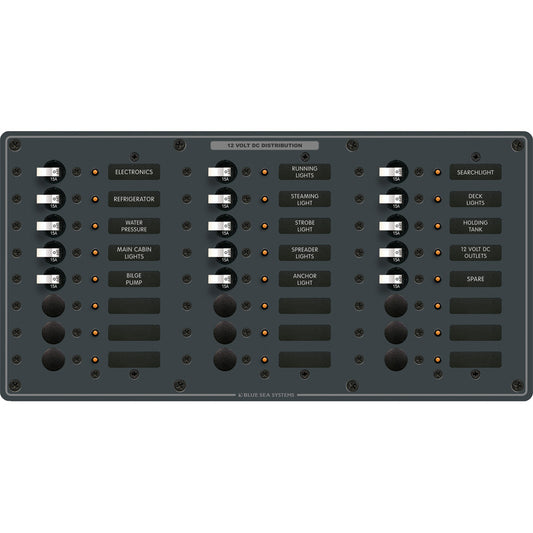 Blue Sea 8264 Traditional Metal DC Panel  24 Positions 8264