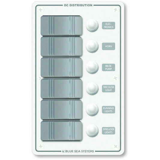 Blue Sea 8273 Water Resistant Panel  6 Position  White  Vertical 8273