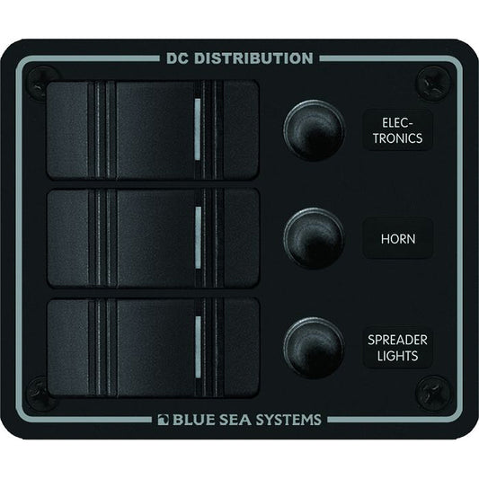 Blue Sea 8374 Water Resistant 3 Position  Black  Vertical Mount Panel 8374