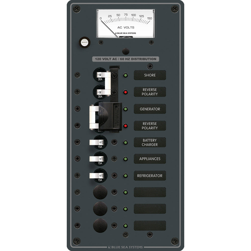 Blue Sea 8489 Breaker Panel  AC 2 Sources  6 Positions  White 8489