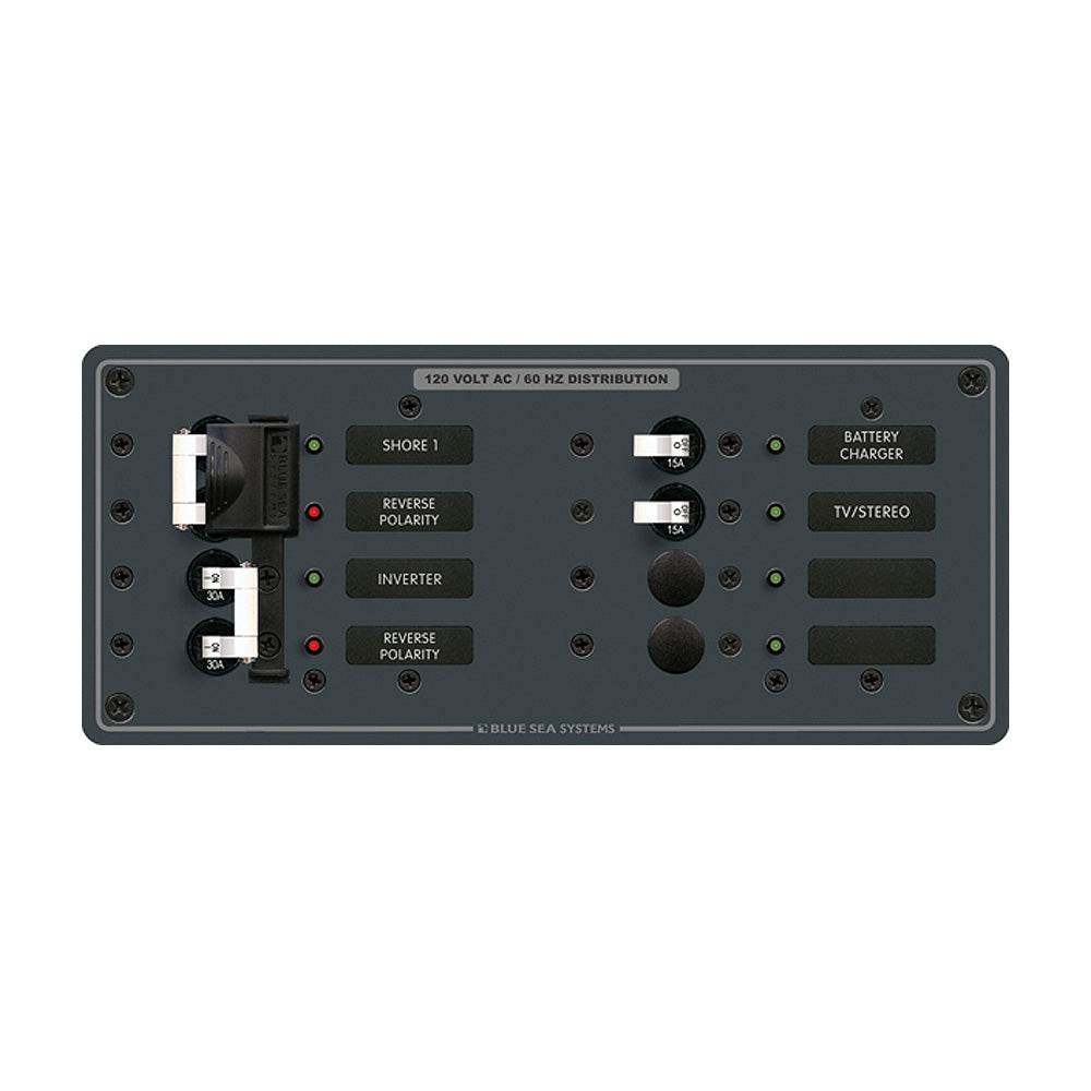 Blue Sea 8499 Breaker Panel  AC 2 Sources  4 Positions  White 8499