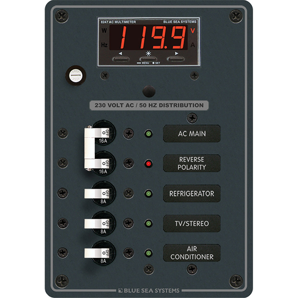 Blue Sea 8505 AC Main  Branch ASeries Toggle Circuit Breaker Panel 230V  Main  3 Position 8505