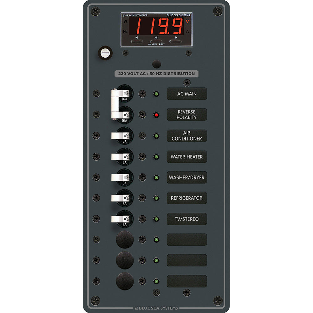Blue Sea 8506 Breaker Panel  AC Main  8 Positios European  White 8506
