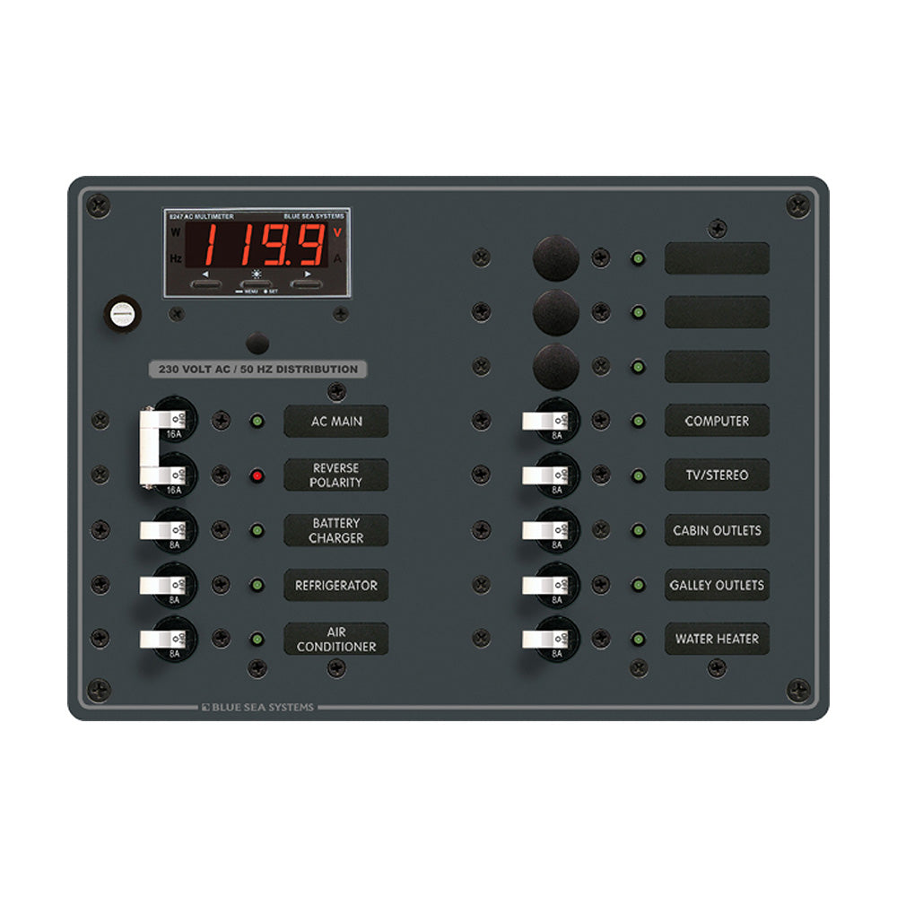 Blue Sea 8507 Breaker Panel  AC Main  11 Position European  White 8507