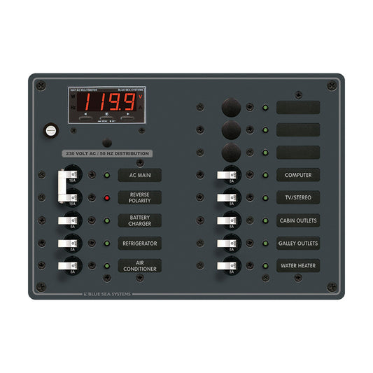 Blue Sea 8507 Breaker Panel  AC Main  11 Position European  White 8507
