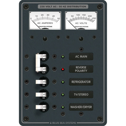 Blue Sea 8509 AC Main  Branch ASeries Toggle Circuit Breaker Panel 230V  Main  3 Position 8509