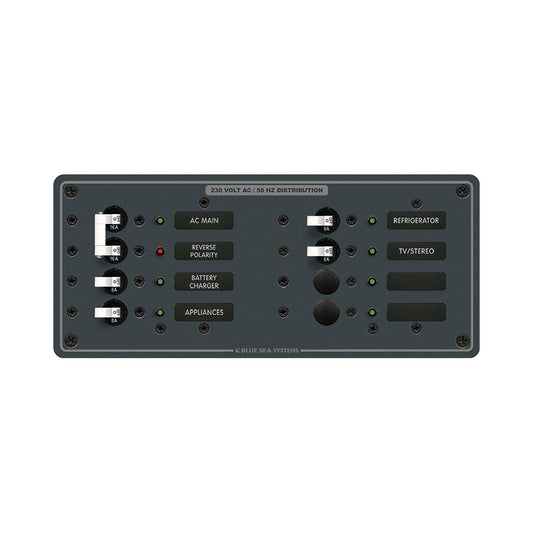 Blue Sea 8512 Breaker Panel  AC Main  6 Position  White 8512