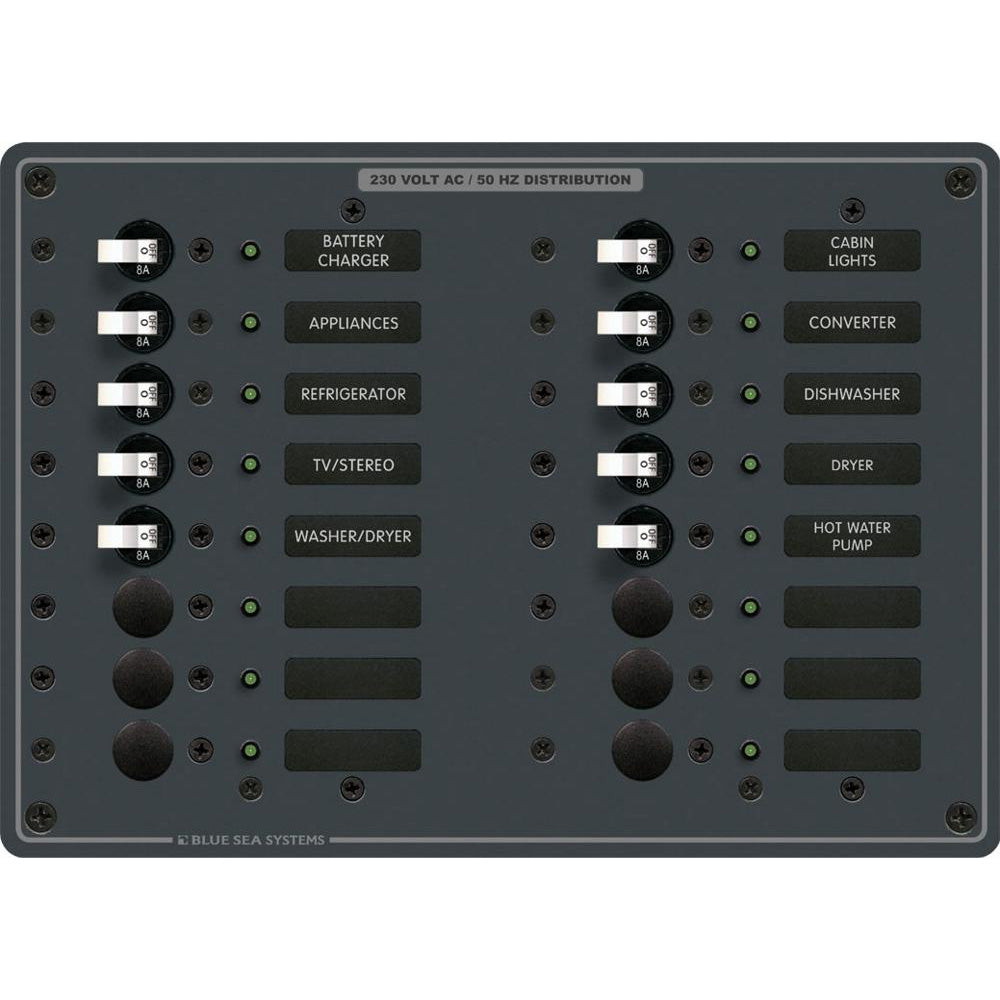 Blue Sea 8561 AC 16 Position 230v European Breaker Panel White Switches 8561
