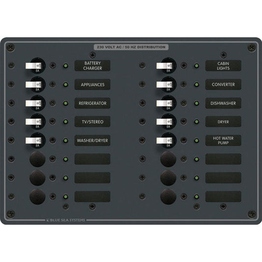 Blue Sea 8561 AC 16 Position 230v European Breaker Panel White Switches 8561