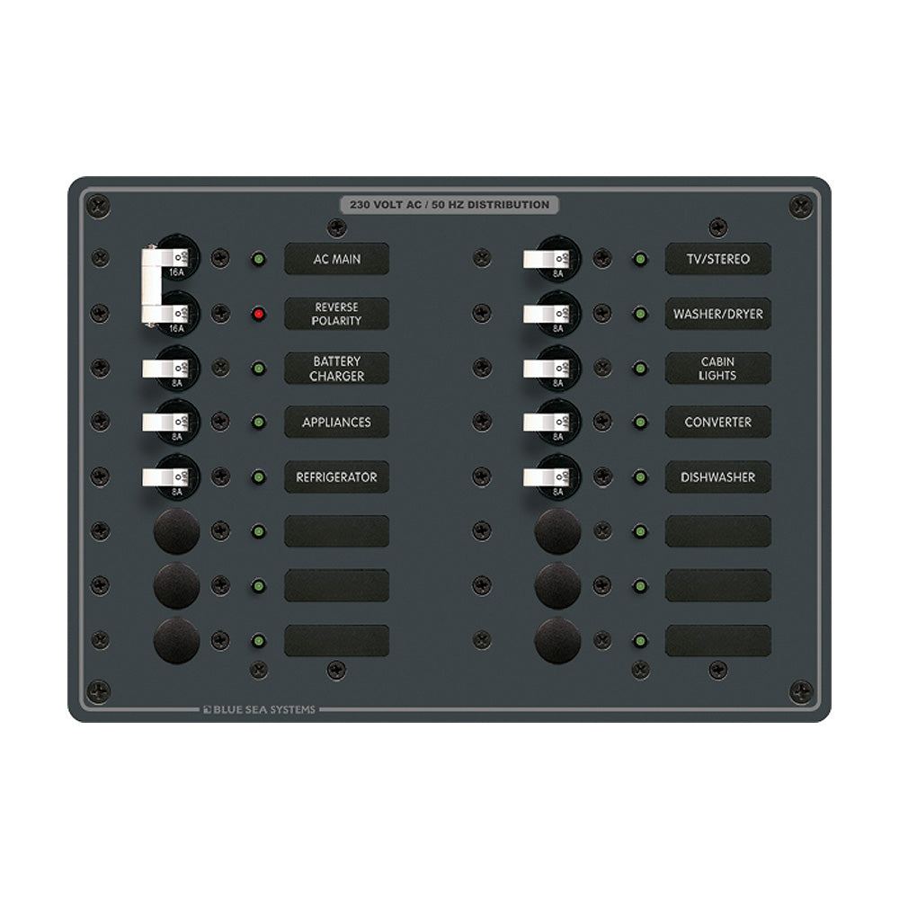 Blue Sea 8564 Breaker Panel  AC Main  14 Positions European  White 8564