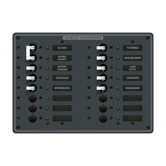 Blue Sea 8564 Breaker Panel  AC Main  14 Positions European  White 8564