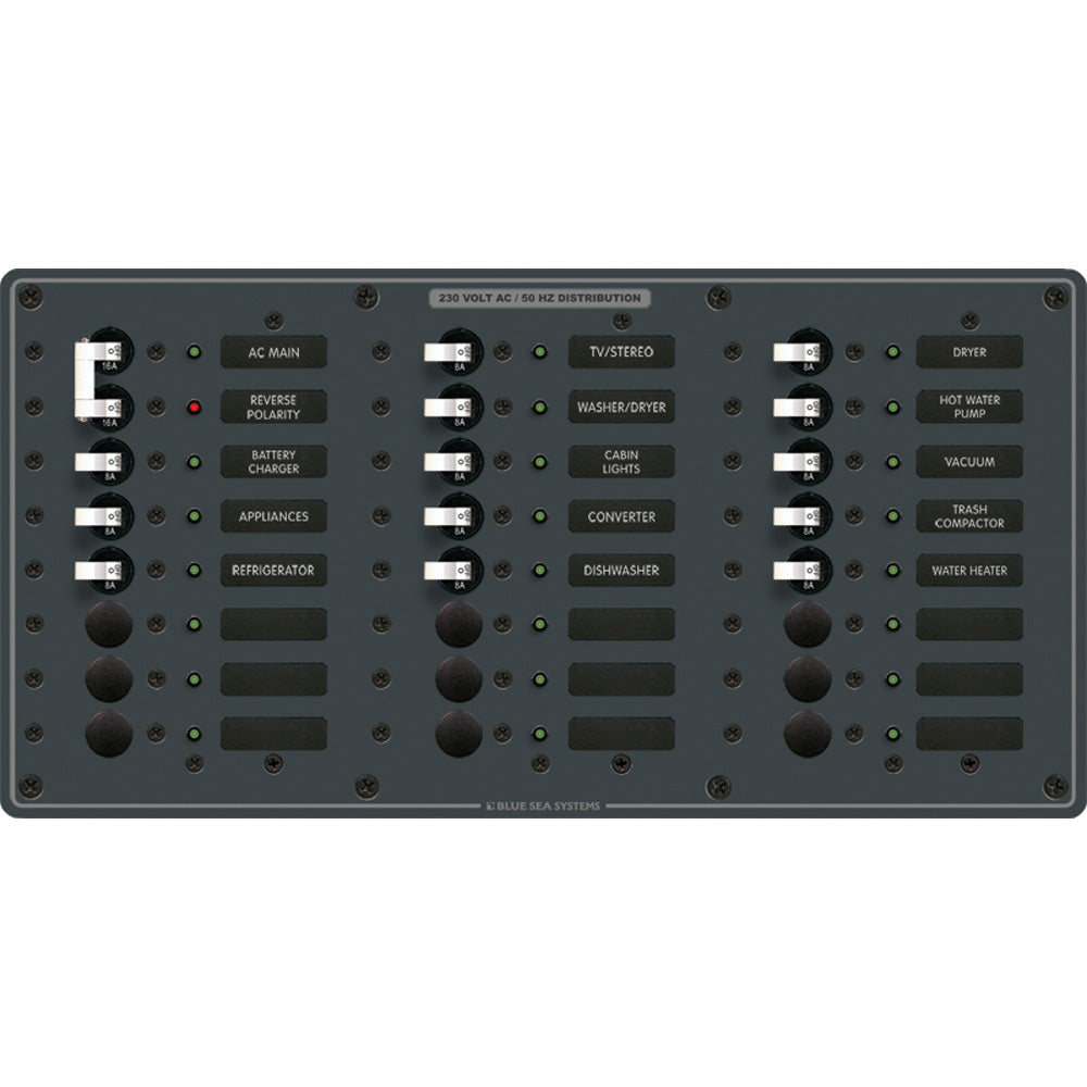 Blue Sea 8565 Breaker Panel  AC Main  22 Positions European  White 8565