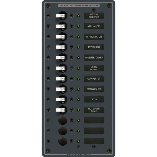 Blue Sea 8580 AC 13 Position 230v European Breaker Panel White Switches 8580