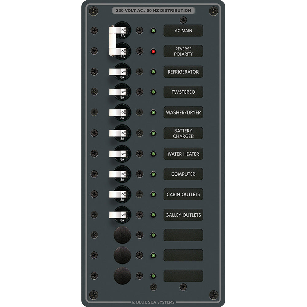 Blue Sea 8585 Breaker Panel  AC Main  11 Positions European  White 8585