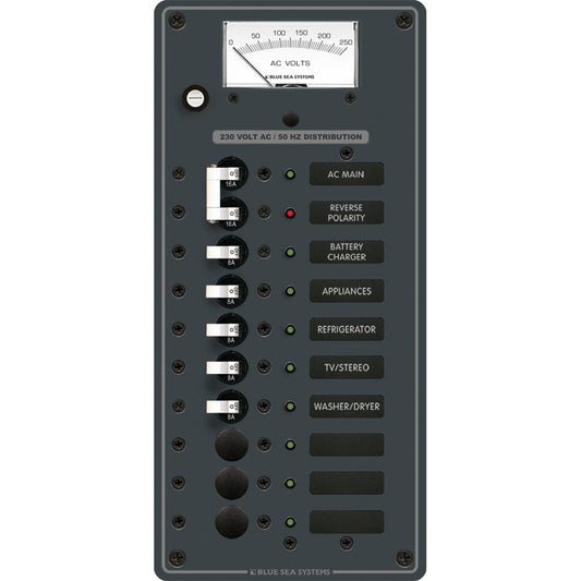 Blue Sea 8588 Breaker Panel  AC Main  8 Positions European  White 8588
