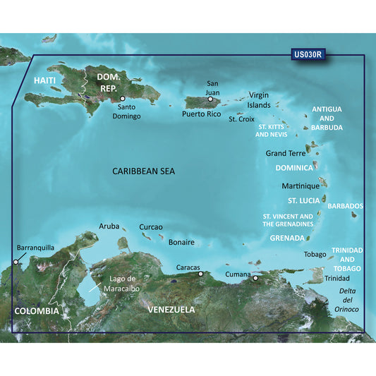 Garmin BlueChart g3 Vision HD  VUS030R  Southeast Caribbean  microSDSD 010C073100