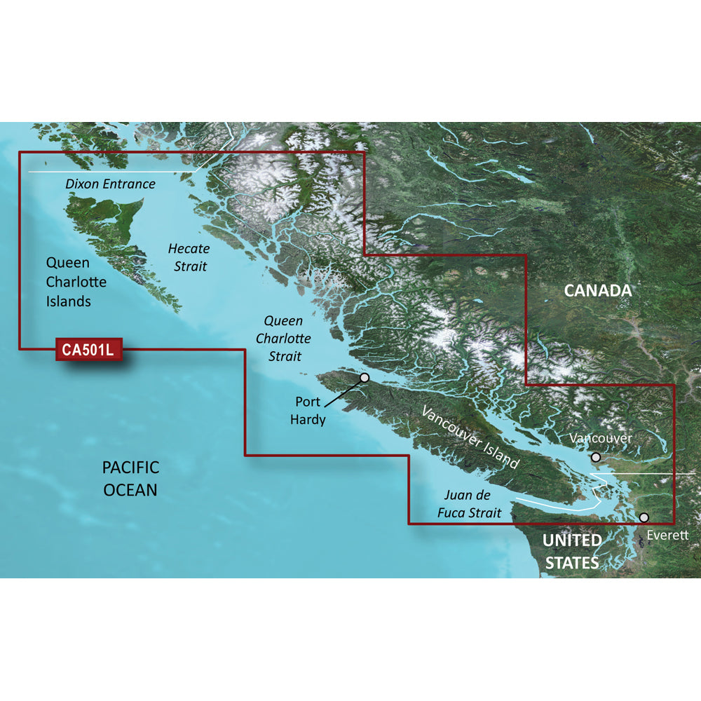 Garmin BlueChart g3 Vision HD  VCA501L  Vancouver Island  Dixon Entrance  microSDSD 010C070100