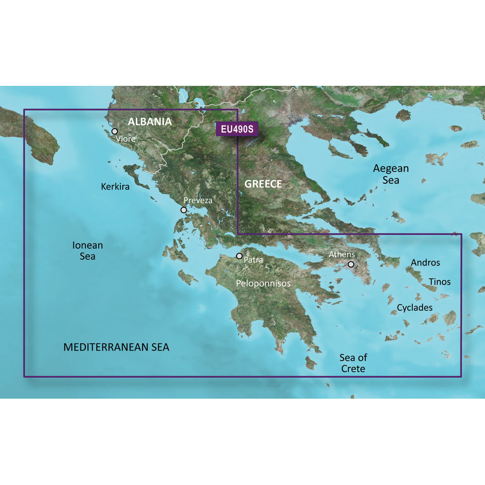 Garmin BlueChart g3 Vision HD  VEU490S  Greece West Coast  Athens  microSDSD 010C083400