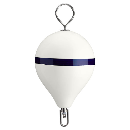 Polyform 17 CM Mooring Buoy wSS Iron  White Blue Stripe CM3SS WHT WSTRSS