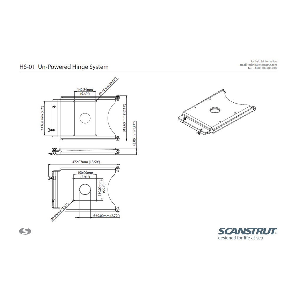 Scanstrut UnPowered Hinge System fPowerTower HS01