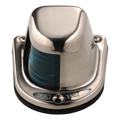 Attwood 1Mile Deck Mount Green Sidelight  12V  Stainless Steel Housing 66319G7