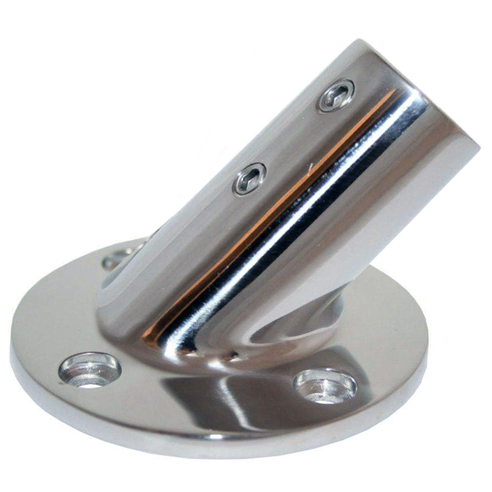 Whitecap 1 OD 45 Degree Round Base SS Rail Fitting 6114C