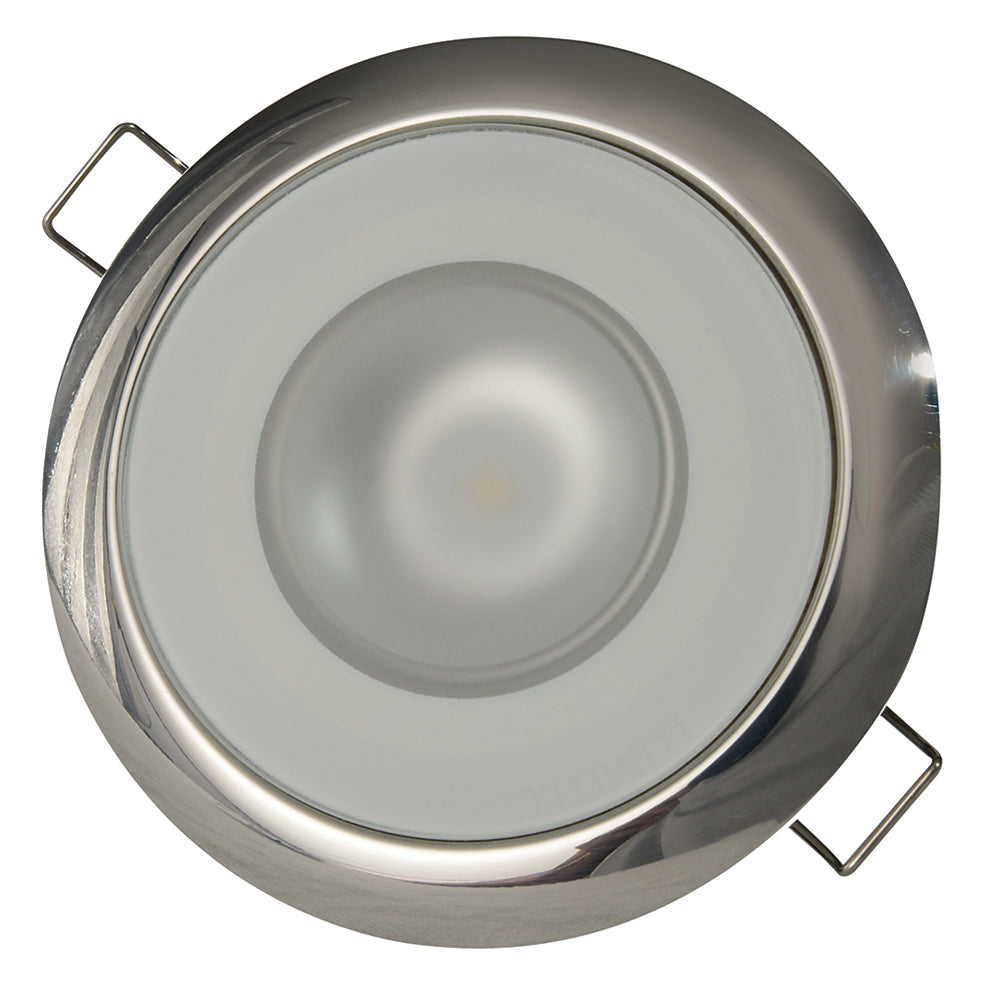 Lumitec Mirage  Flush Mount Down Light  Glass FinishPolished SS Bezel 2Color WhiteRed Dimming 113112