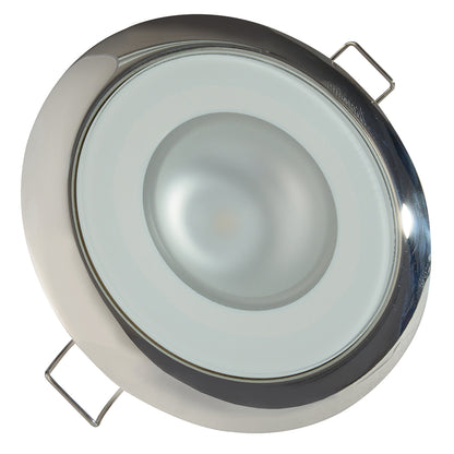 Lumitec Mirage  Flush Mount Down Light  Glass FinishPolished SS Bezel 2Color WhiteRed Dimming 113112
