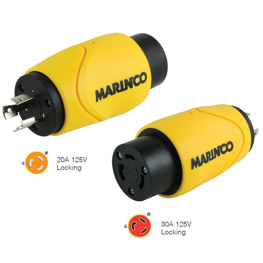 Marinco Straight Adapter 20Amp Locking Male to 30Amp Locking Female Connector S2030
