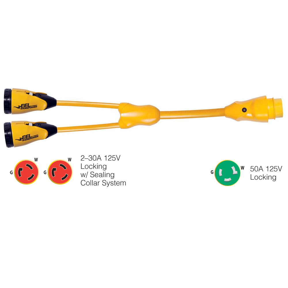 Marinco Y503230 EEL 230A125V Female to 150A125V Male  Y Adapter  Yellow Y503230