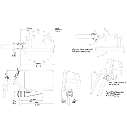 Scanstrut Scanpod 7 Instrument Pod  Uncut  Arm Mounted Fits 1  13 Rails SPR7AM