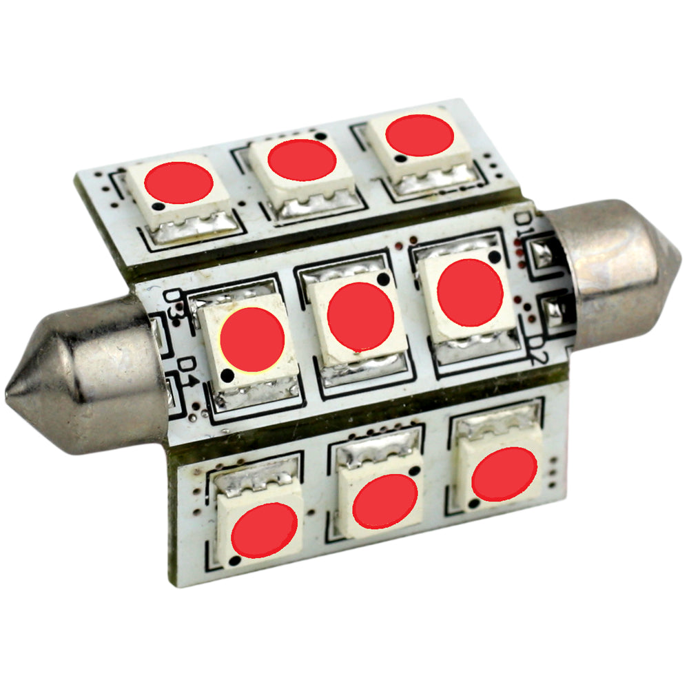 Lunasea Pointed Festoon 9 LED Light Bulb  42mm  Red LLB189R2100