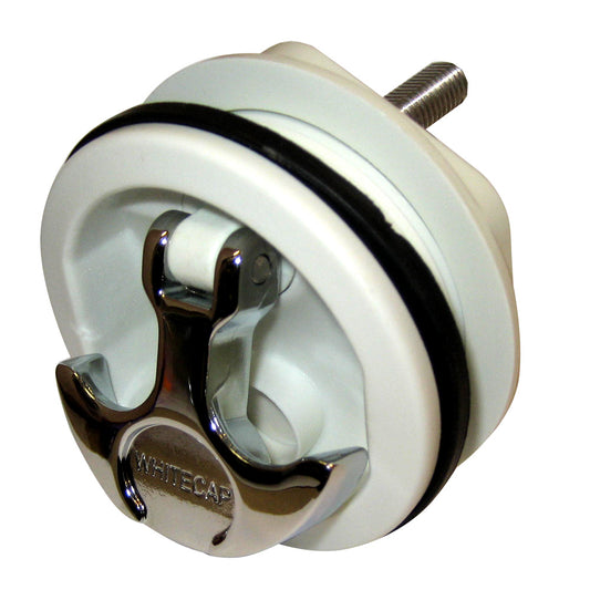 Whitecap THandle Latch  Chrome Plated ZamacWhite Nylon  No Lock  Freshwater Use Only S0230WC