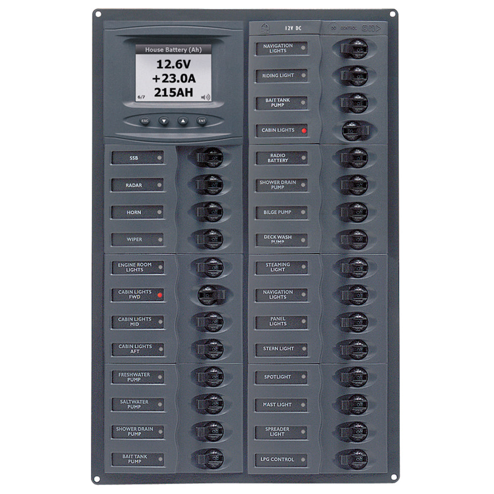 BEP Millennium Series DC Circuit Breaker Panel wDigital Meters 28SP DC12V M28DCSM