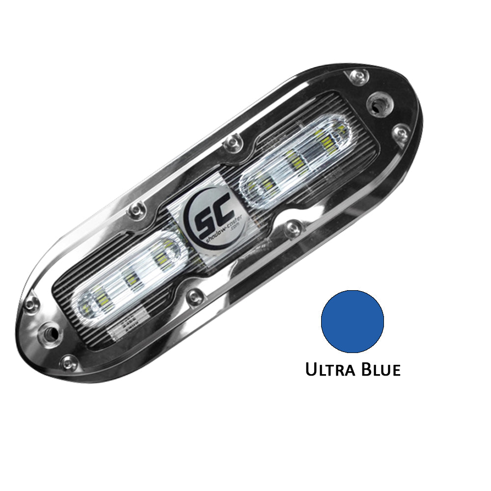 ShadowCaster SCM6 LED Underwater Light w20 Cable  316 SS Housing  Ultra Blue SCM6UB20