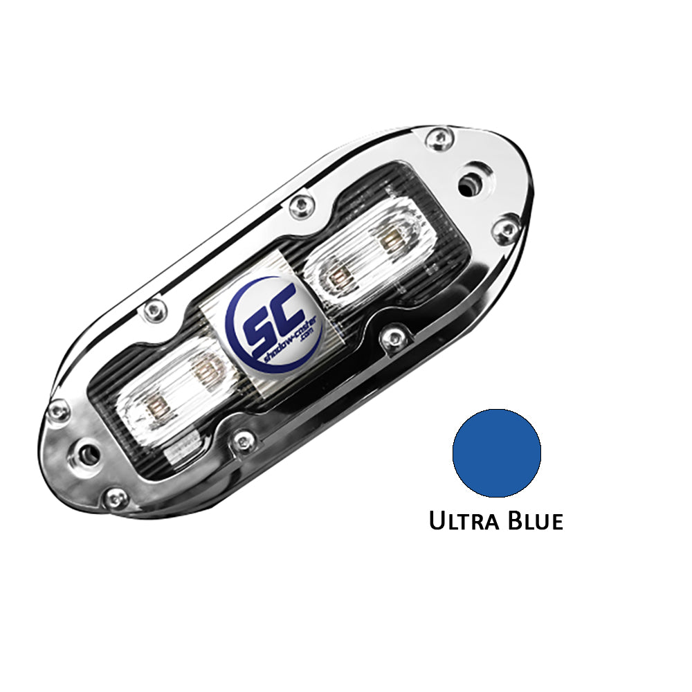 ShadowCaster SCM4 LED Underwater Light w20 Cable  316 SS Housing  Ultra Blue SCM4UB20