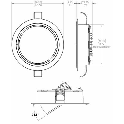Lumitec Mirage Positionable Down Light  White Dimming RedBlue NonDimming  Polished Bezel 115118