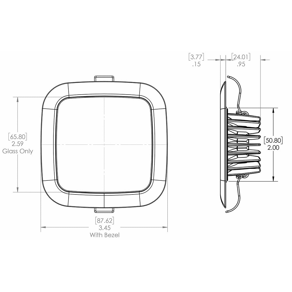Lumitec Square Mirage Down Light  White Dimming RedBlue NonDimming  Glass Housing  No Bezel 116198