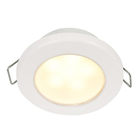Hella Marine EuroLED 75 3 Round Spring Mount Down Light  Warm White LED  White Plastic Rim  24V 958109611
