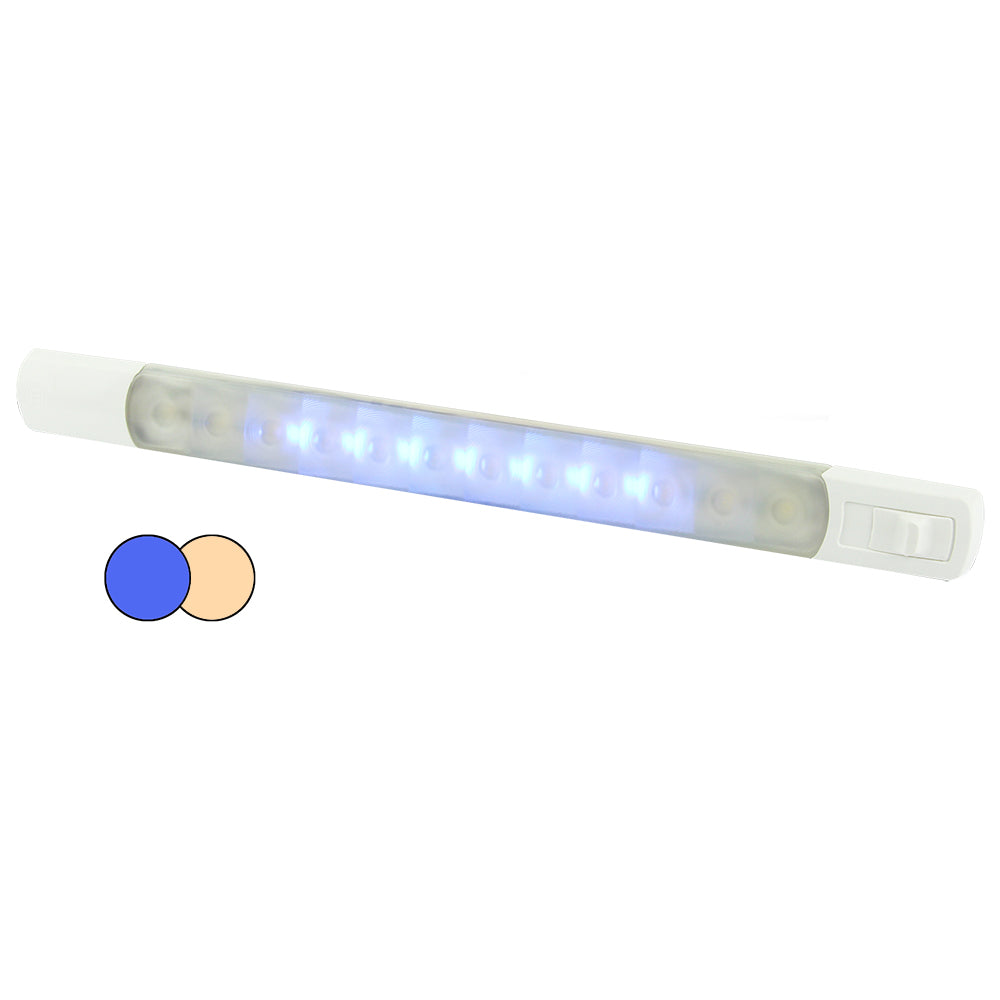 Hella Marine Surface Strip Light wSwitch  Warm WhiteBlue LEDs  12V 958121111