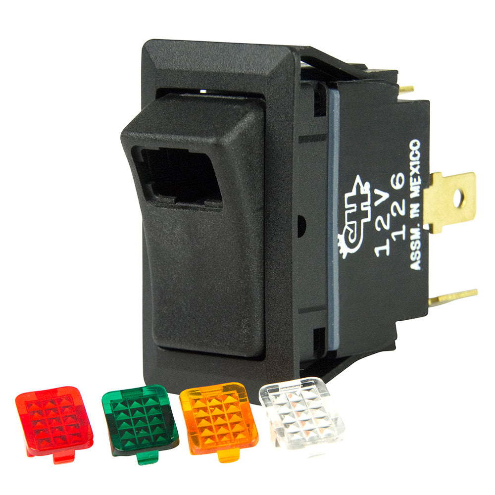 BEP SPST Rocker Switch  1LED w4Colored Covers  12V24V  ONOFF 1001716