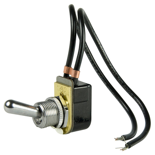 BEP SPST Chrome Plated Toggle Switch Wire Leads  ONOFF 1002023