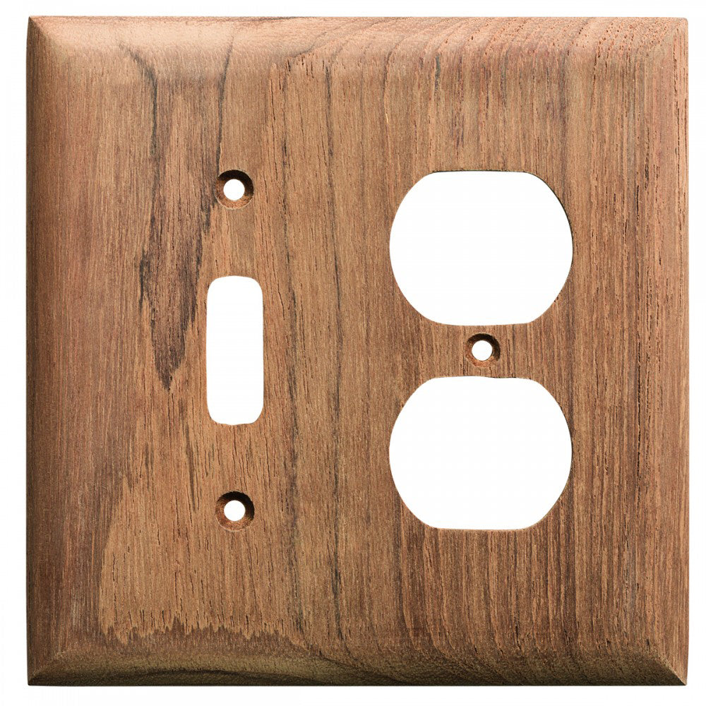 Whitecap Teak Toggle SwitchDuplexReceptacle Cover Plate 60178