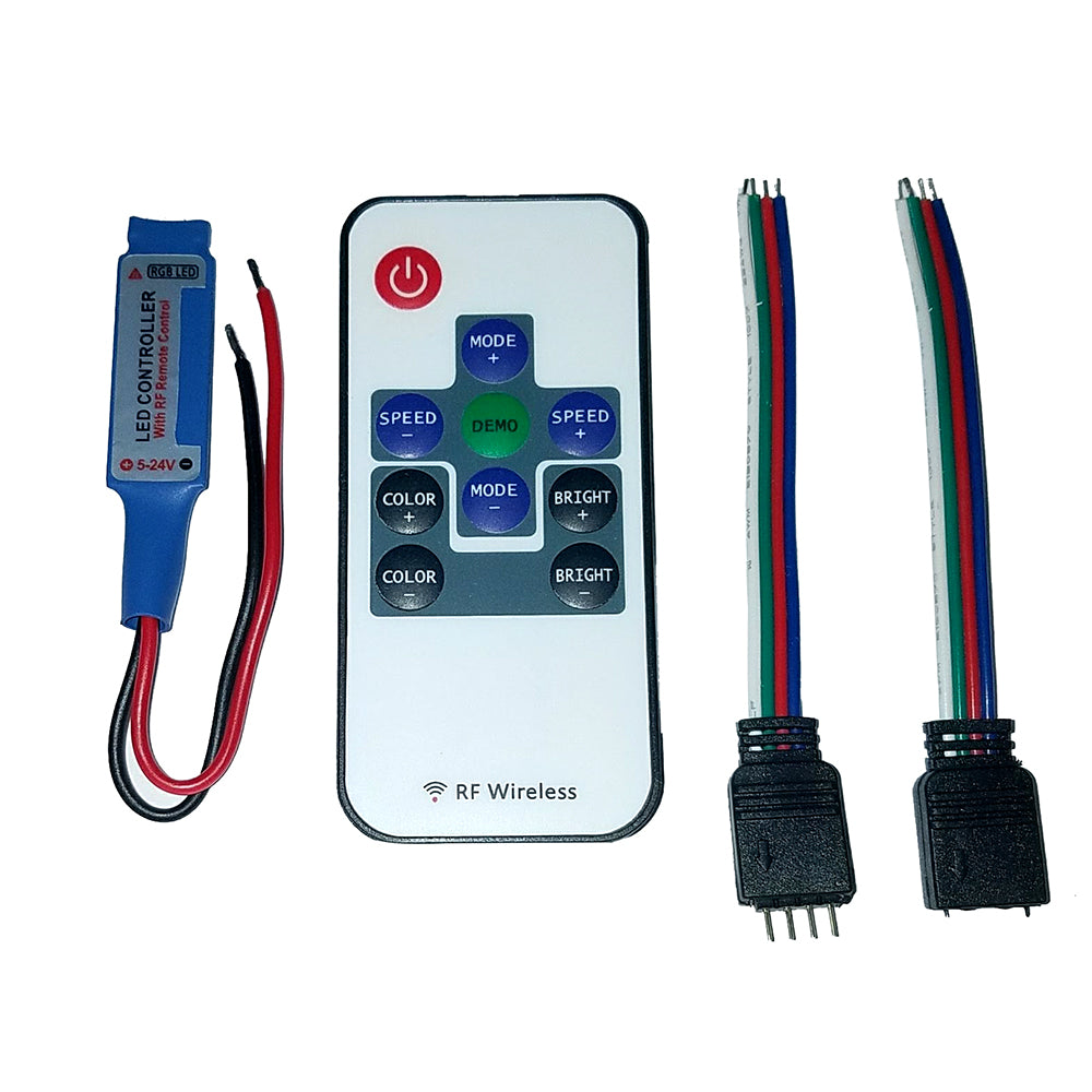 Lunasea Multifunction Indoor RGB LED Controller wButtons  RF Remote 51224 VDC LLB45AR0802