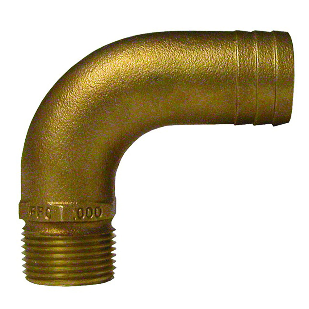 GROCO 2 NPT x 214 ID Bronze Full Flow 90 Elbow Pipe to Hose Fitting FFC2000