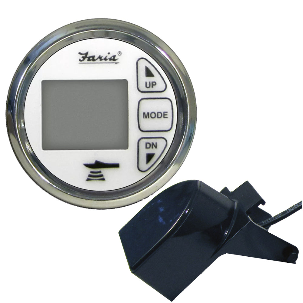 Faria Chesapeake White SS 2 Dual Depth  Temp Sounder wTransom Mount Transducer 13852