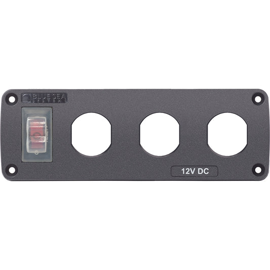 Blue Sea 4367 Water Resistant USB Accessory Panel  15A Circuit Breaker 3x Blank Apertures 4367