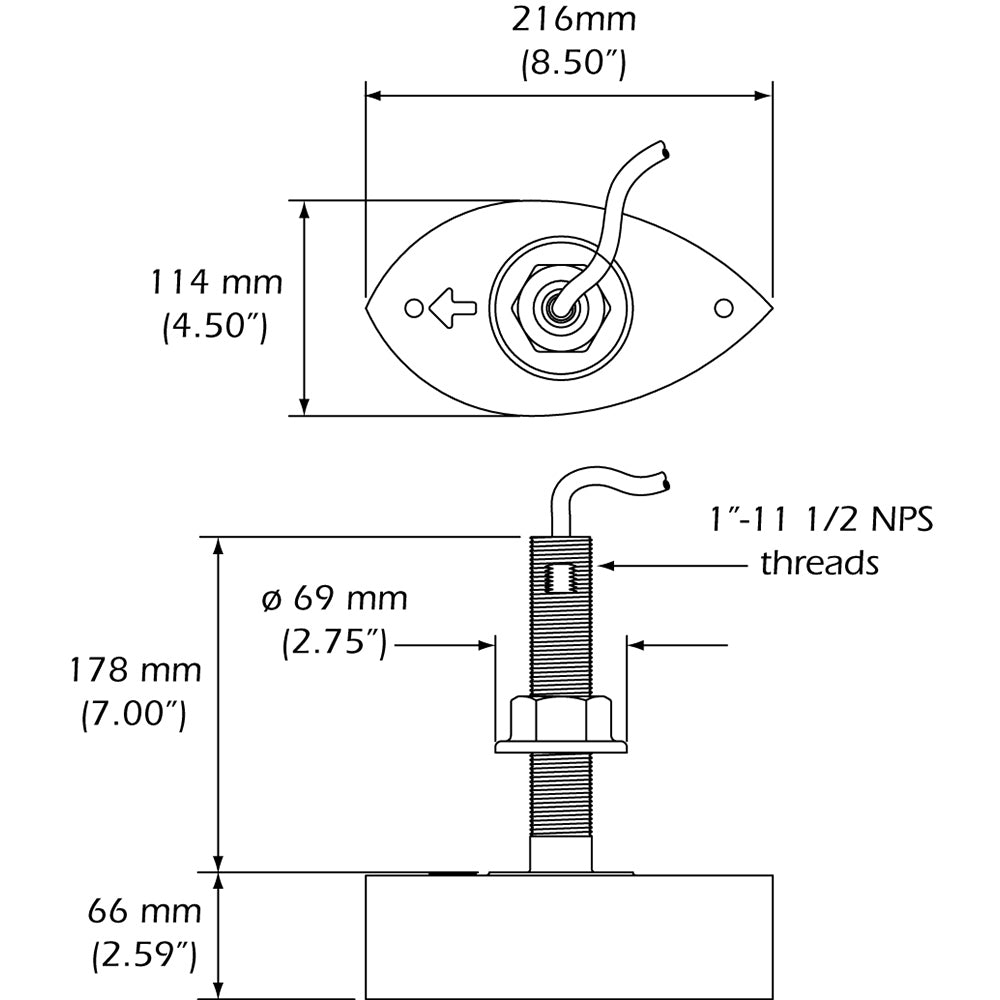 Furuno 556TIDHDD SS260 Stainless Steel ThruHull Transducer wTemp and Fairing Block  10 Pin 556TIDHDD
