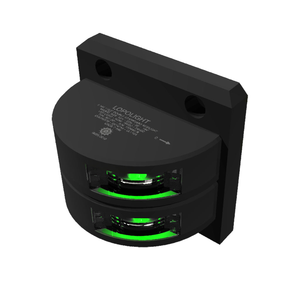 Lopolight Series 301001  Double Stacked Starboard Sidelight  2NM  Vertical Mount  Green  Black Housing 301001STB