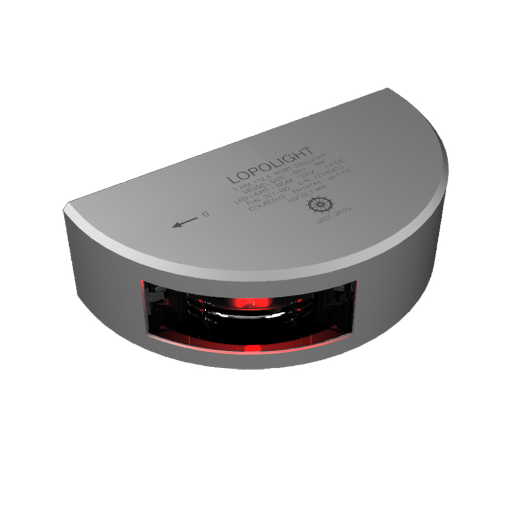Lopolight Series 301102  Port Sidelight  Vertical Mount  3NM  Red  Silver Housing 301102